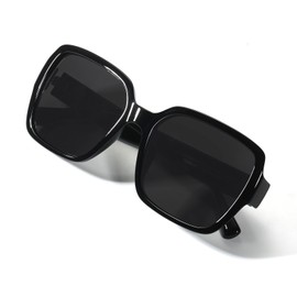 ViewJoy Oversized Womens Sunglasses Super Dark Polarized Cat.4 Lens For Light Sensitivity People Square Black Frame