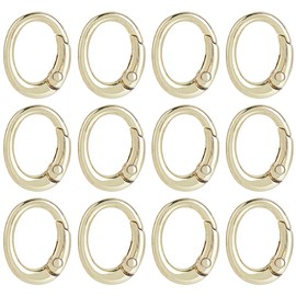 SUNNYCLUE 1 Box 32 Stück Ovaler Federclip Verschluss Goldfarbener Karabinerclip Metalllegierung Rund Plattiert Schnapphaken Verschlussringe Schnallenglieder Für Schmuckherstellung Basteln Gurt Schlüss