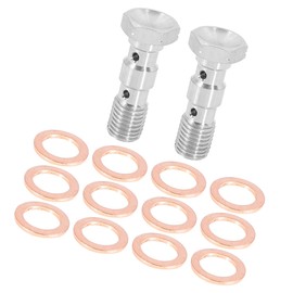 ACROPIX M10x1.25 Metric Thread Double Banjo Bolt Brake Fitting Adapter with Washers Silver Tone - Pack of 2