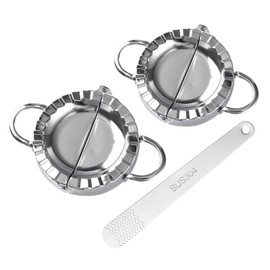 2pcs Dumpling Maker With Stuffing Spoon, Dumpling Maker Dough Cutter Dumplings Mold for Empanada, Empanada Press, Ravioli, Pierogi, Turnovers(Large 4.13 inch, Small 3.35inch)(COLOR:silver)