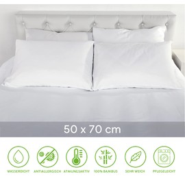 Waterproof Cushion Covers 50 x 70 cm with Zip, Anti-Allergy, 100% Bamboo, Pack of 2, Standard Size, 2 Pack, 50 x 70 cm