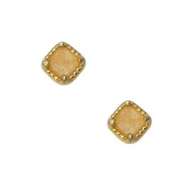 Westies - Aretes de Plata .925 con Jade Color Naranja y Baño de Oro - Joyería Mujer
