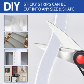 Nurkul 2 Inch x 30 Feet White Self Adhesive Hook and Loop Tape Sticky Back Fastening Roll, Nylon Self-Adhesive Heavy Duty Strips Fastener for Home Office School Car and Crafting Organization - White