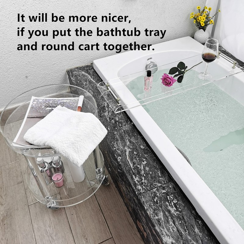 42" Gold Handle transaprent Bathtub Caddy for Luxury Bathroom