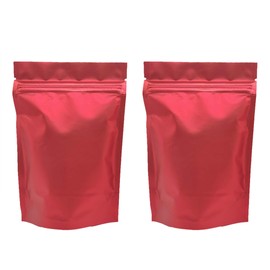 QQ Studio Pack of 100 Matte/Glossy Color Stand-Up Foil Resealable Zipper Pouches (3.9" x 5.9", Matte Red)