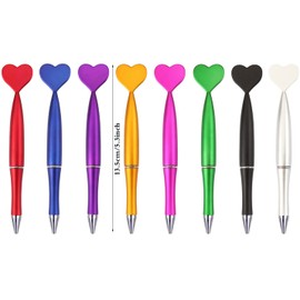 JKJF Pack of 8 Heart-Shaped Ballpoint Pens, Heart-Shaped Gel Pen, Rotating Heart Gel Ink Pen, Gel Pen, Rollerball Pen for School, Office, Stationery - 1.0 mm Black