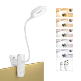 HECDSTLY Clip on LED Reading Light, 25 Models USB Rechargeable Bed Lamp with Strong Clamp for Headboard, Eye Protection Portable Cordless Battery Lights for Bedframe Desk Table Home Office (White)