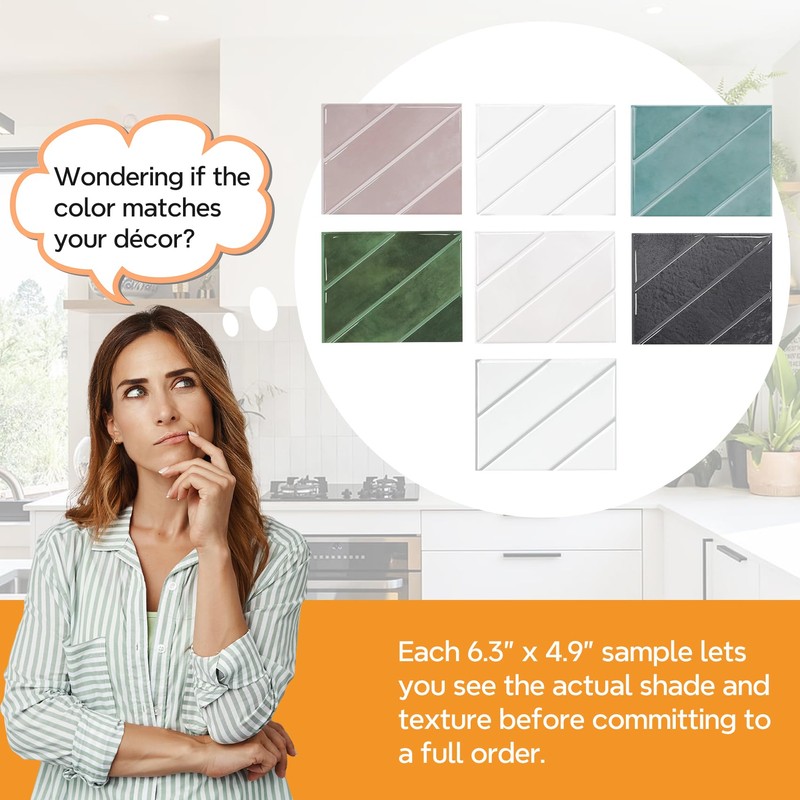 STICKGOO Sample Kit Thicker Herringbone Peel and Stick Backsplash, 6.3”×4.9”