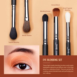 Jessup Brush Set Eye Brush Set Professional Blending Brush Set 13-Piece Eye Makeup Brush Set Premium Eye Make Up Brush Set Smoky Blending Blender Precision Crease Black Silver T338
