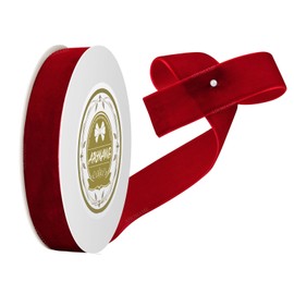 Red Velvet Ribbon 1 inch x 10 Yards Velvet Ribbon for Gift Wrapping, Crafts, Christmas Tree, Christmas Wreath, Bow Making, Vintage Fabric Red Velvet Ribbon on The Spool for DIY