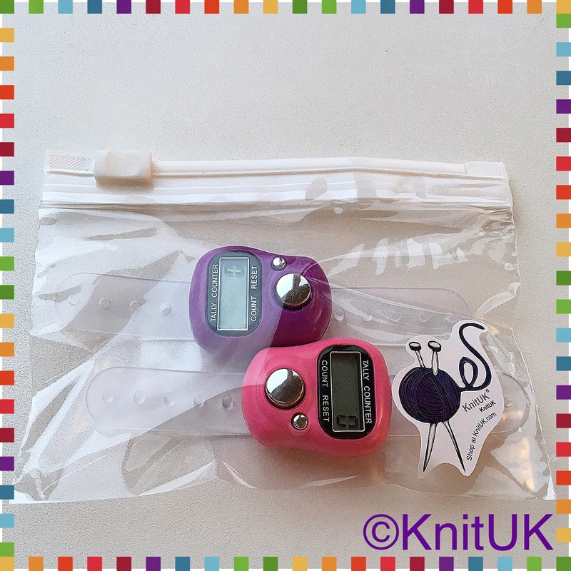 KnitUK Tally Counter - LCD (Finger-Held). Pack of 2. Pink