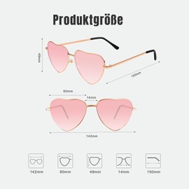 NACHLYNN Pack of 2 Heart Sunglasses Hippie Glasses Women's UV385 Funny Sunglasses for Men and Women, Orange colour pink