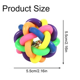 2Pcs Parrot Colorful Bell Ball, Rubber Ball for Bird Grinding Teeth Chewing,Bird Toy Ball Bell Toy for Beak Jingle Mynah Budgerigar (Small)