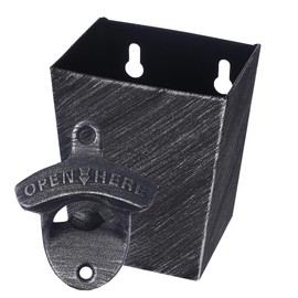 Jumiok Antique Silver Beer Opener Wall Mounted Bottle Opener with Cap Catcher Drained Holes for Bar Kitchen