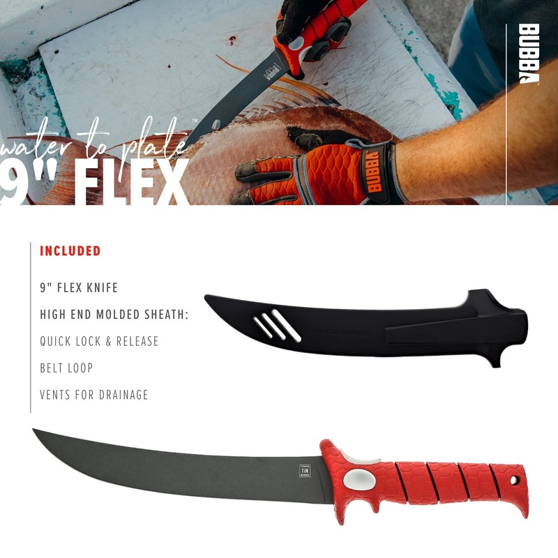 BUBBA 9 Inch Flex Fillet Knife with Non-Slip Grip Handle,