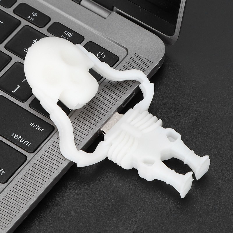 Cartoon U Disk White Skull Appearance High Speed Bulk Storage