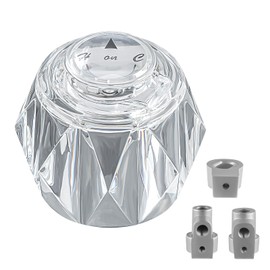 Shower Faucet Handle and 3 Adapter, Compatible with Delta Faucet RP41661, RP2391, RP17451, H71, RP2389 Handle, Offset Hole Shower Knob for Shower/Tub Faucet, 2-1/2" x 2-1/8" Clear Acrylic Finish