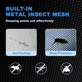 Zepoty Set of 2 - Aluminum Gable Vent 12" x 12" with Screened Design for Effective Attic and Shed Cooling, Vent Opening: 10" x 10", Black