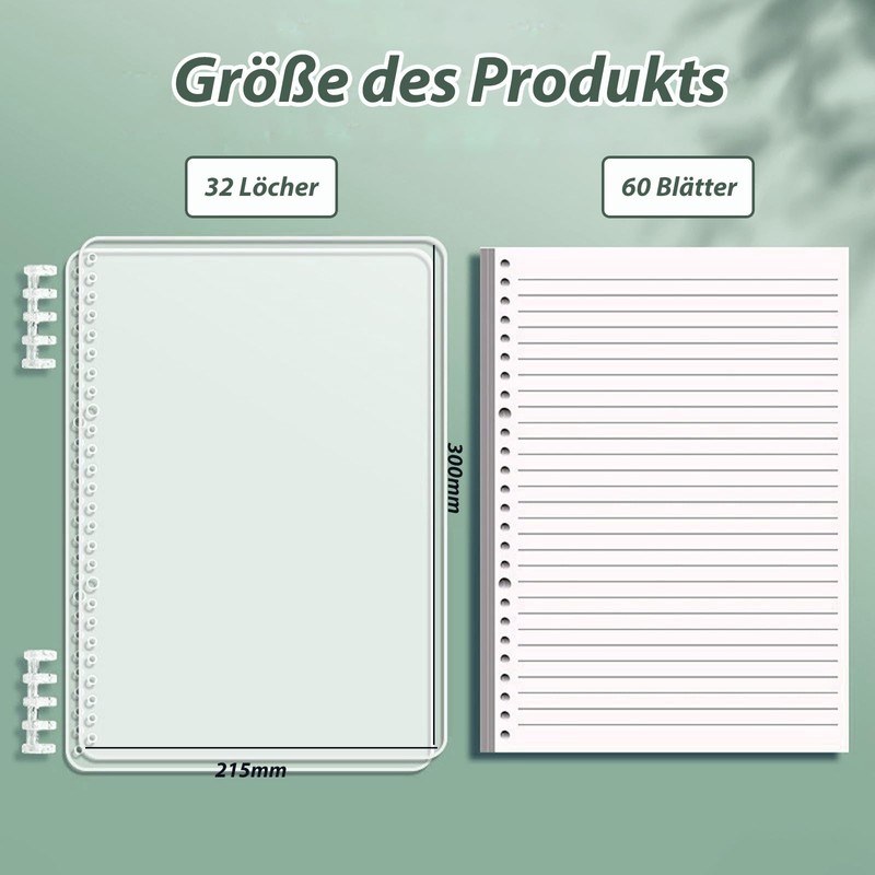 CALLYSONIC Pack of 2 College Notepad A4 Lined Ring Binder