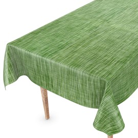 Washable Garden Tablecloth, Oilcloth, 100 x 140 cm, Cut Edge, Linen Textile Look, Green