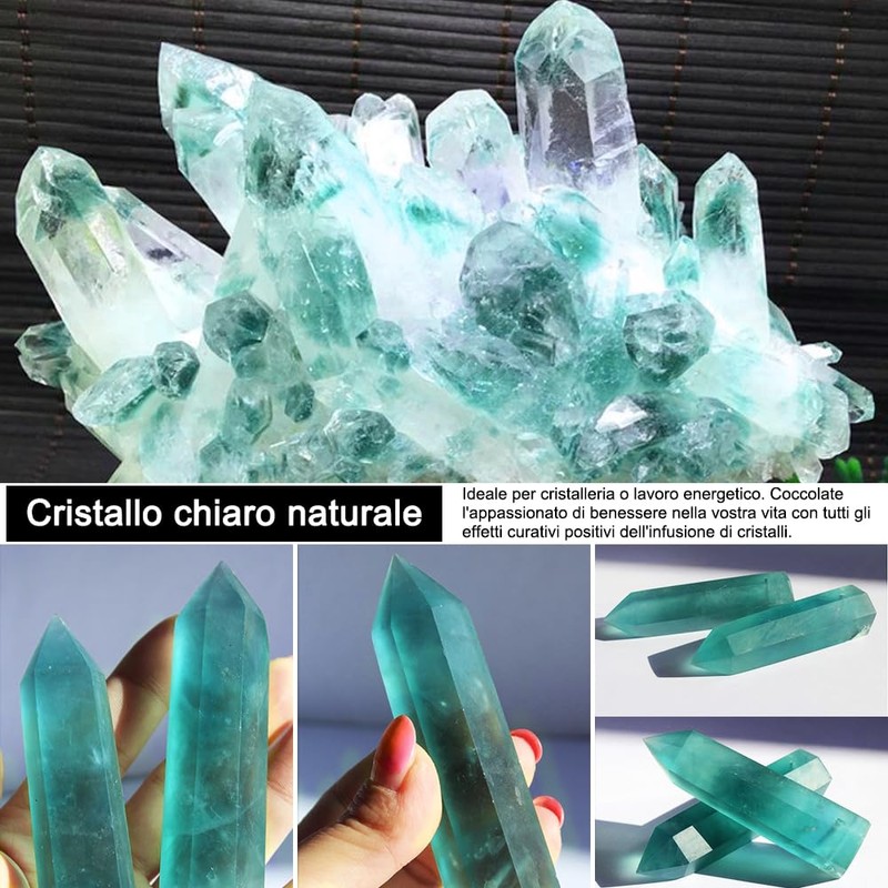 HINATAA Crystal Water Bottle, Removable Healing Natural Quartz Water Bottle,