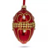 BESTPYSANKY Jeweled White Beads on Glossy Red Glass Egg Ornament