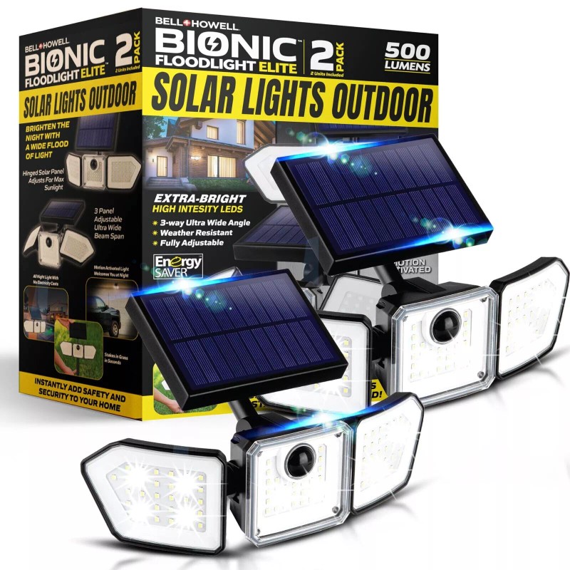 Bell and Howell 500 Lumen Solar Flood Light 2 Pk
