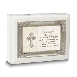 Diamond2Deal Ivory Resin First Communion Music Box