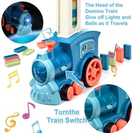 SUHOMMY Dominó Tren Juguete, 100 Bloques de Dominó Tren Eléctrico Juego, Tren Eléctrico Domino, Juego de Juguete de Tren de Dominó con Luz y Sonido, Juguete Educativo para Niños Mayores de 3 Años