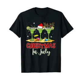 Three Glass Of Margarita Funny Drink Christmas in July 2022 T-Shirt