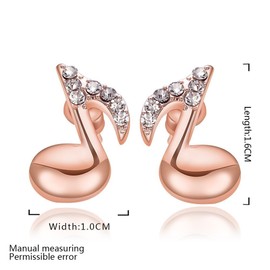 Acxico rose gold Stainless Steel Women Fashion Music Note Stud Earrings