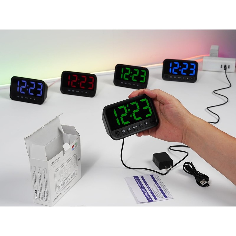 Small LED Digital Clock for Bedroom, Loud Alarm Clock for