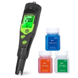 YINMIK Pool Salt Tester, Digital 5 in 1 pH TDS EC Salinity Meter with Calibration Solution Kit, Simultaneous Display ppm pH for Saltwater Pool, Aquarium, Hot Tub, Spa, Hydroponics, Home Brew&Pickling