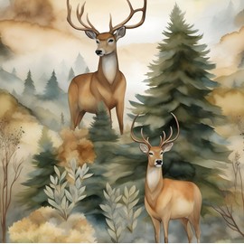 BOKEBEVE Animal Wallpaper Boho Forest Contact Paper Peel and Stick Countertop Cabinet Wall Renter Friendly Wall Paper Milu Deer Elk Tree Fog Removable Self Adhesive 17.5 x 118In