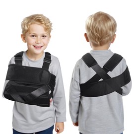 ENLUNTRA Kids Upper Extremity Sling, Breathable & Comfort Arm Sling Shoulder Immobilizer，Adjustable Arm Sling for Elbow Injury(black-S)