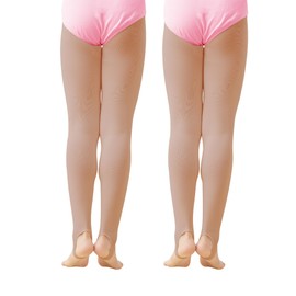 Dayrose - Medias de estribo para mujer, 60D, ultra suaves, elásticas, para ballet, gimnasia, patinaje, escuela, Bronceado-2 pares, 4-5T