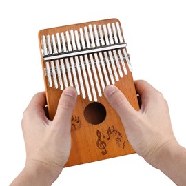 Alnicov Kalimba 17 Keys Thumb Piano with Study Instruction and Tune Hammer,Portable Mbira Mahogany Finger Piano,Gift for Kids Adult Beginners Professional(Musical Note)