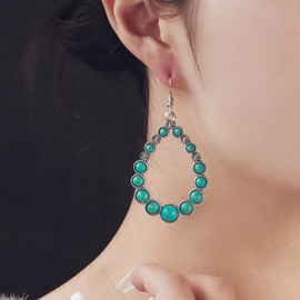 Silver Western Drop Earrings Dainty Turquoise Earrings for Women Western Outfit Dress for Women Boho Jewelry Gifts