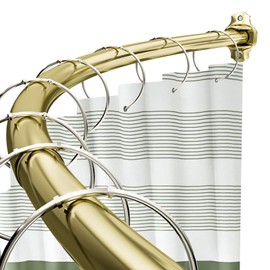 Chrsouly Curved Shower Rod, Adjustable 40-72 Inches Extra Wide Shower Curtain Rod, Rust Proof Heavy Duty Curved Shower Rods for Bathroom, Bathtub, Need to Drill, Gold