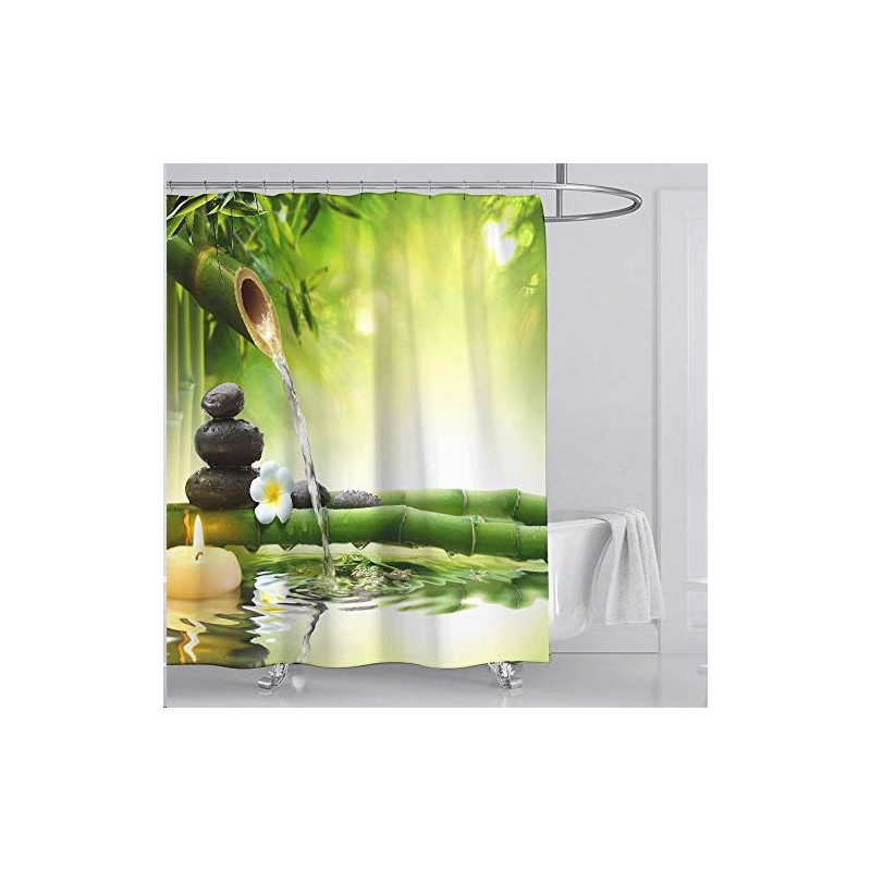 Aitsite 2020 Shower Curtain with Hooks Waterproof Shape-Retaining Bath Curtain