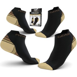 Physix Gear Plantar Fasciitis Compression Socks for Women & Men, Ankle Compression Socks, Arch Support Socks, Compression Foot Socks, Running Compression Socks, Travel Socks, Socks, Black/Brown, L/XL