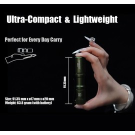 Manker E05 II High Output EDC Flashlight Eeay to Carry, for Camping, Hiking (Sand, 1300 Lumens 6500K Cool White)