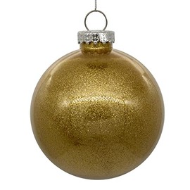 Vickerman 6" Clear Ball Christmas Ornament with Gold Glitter Interior. This Item Comes with 4 Ornaments per Unit.