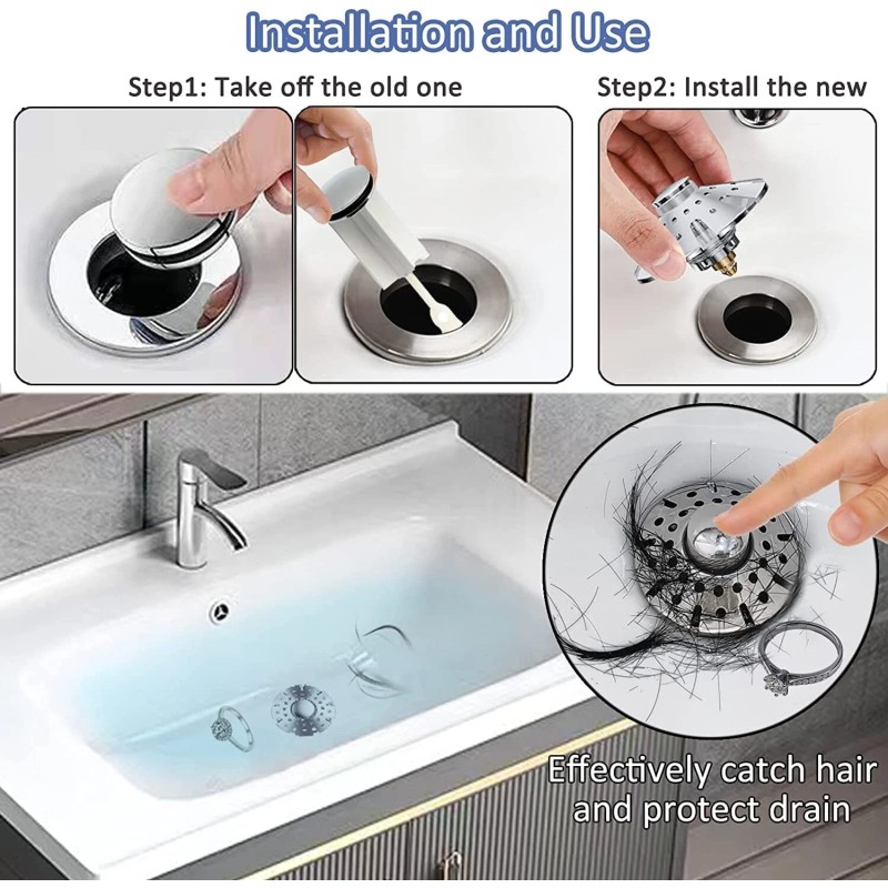 AzWzz 2 Pack Bathroom Sink Stopper,Sink Hair Catcher,Bathro