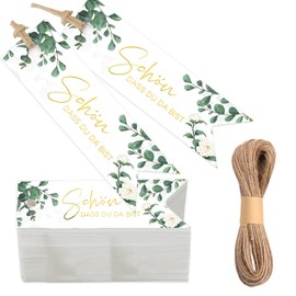 ZABARE Pack of 100 Beautiful Das Du Da Bist Tags - Gift Tags Wedding Kraft Paper - Wedding Tags for Small Guest Gifts for Wedding, Christmas, Communion, Confirmation