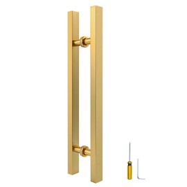 LVYIHAN 24 inch Stainless Steel Door Handle Double Sided, Pull Push Sliding Barn Door Handle, Commercial H Shape Glass Shower Door Pull Handles, Brushed Gold