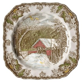 Johnson Brothers The Friendly Village with Covered Bridge 7 1/2" Square Salad Plate