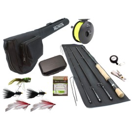 Wild Water Fly Fishing 9 Foot, 4-Piece, 9/10 Weight Fly Rod Complete Fly Fishing Rod and Reel Combo Starter Package with Freshwater Flies