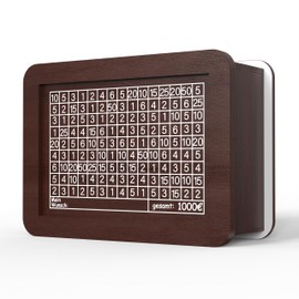 Lumeestar Wooden Money Box with Goal - Motivational Money Box with Numbers Ticking for Dreams & Goals - Money Saving Box Reusable - Ideal for 100 to 2000 Euro Savings Goals