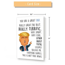 gerdiny Funny Trump Fathers Day Cards for Dad, Trump Gifts for Father,Trump Fathers Day Card from Daughter Son, Joke Trump Birthday Cards for Men